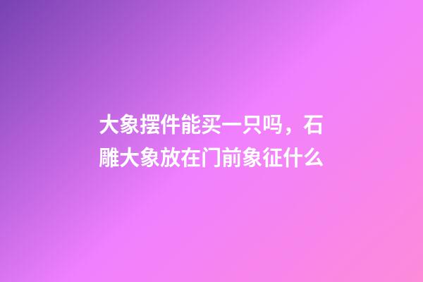 大象摆件能买一只吗，石雕大象放在门前象征什么-第1张-观点-玄机派