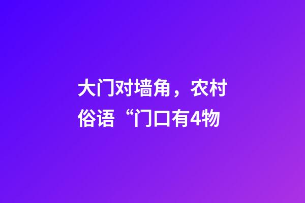 大门对墙角，农村俗语“门口有4物-第1张-观点-玄机派