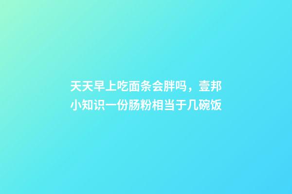 天天早上吃面条会胖吗，壹邦小知识一份肠粉相当于几碗饭-第1张-观点-玄机派