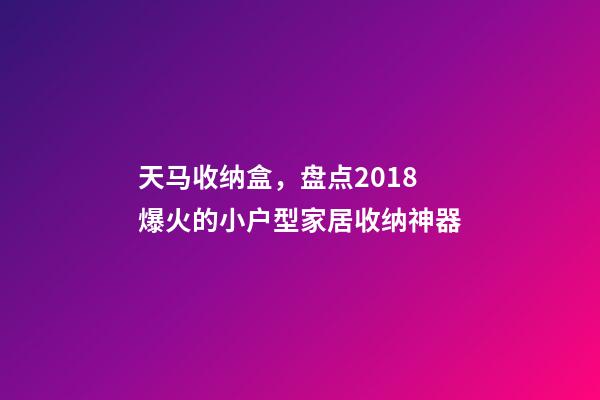 天马收纳盒，盘点2018爆火的小户型家居收纳神器-第1张-观点-玄机派