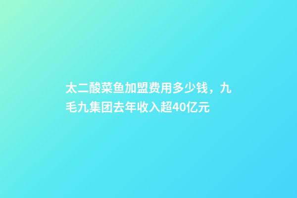 太二酸菜鱼加盟费用多少钱，九毛九集团去年收入超40亿元-第1张-观点-玄机派