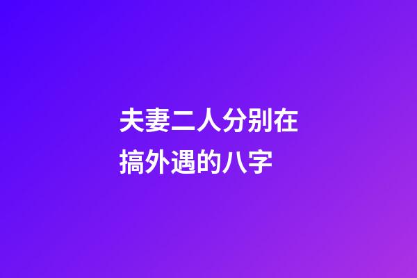 夫妻二人分别在搞外遇的八字