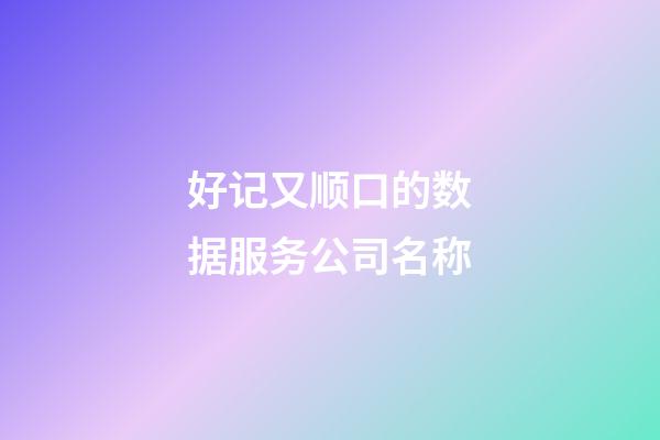 好记又顺口的数据服务公司名称-第1张-公司起名-玄机派