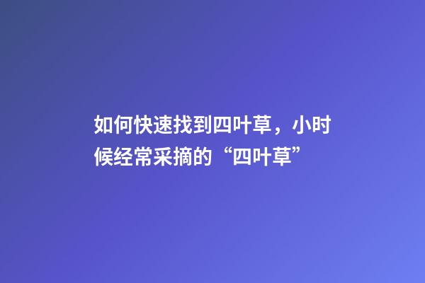 如何快速找到四叶草，小时候经常采摘的“四叶草”-第1张-观点-玄机派