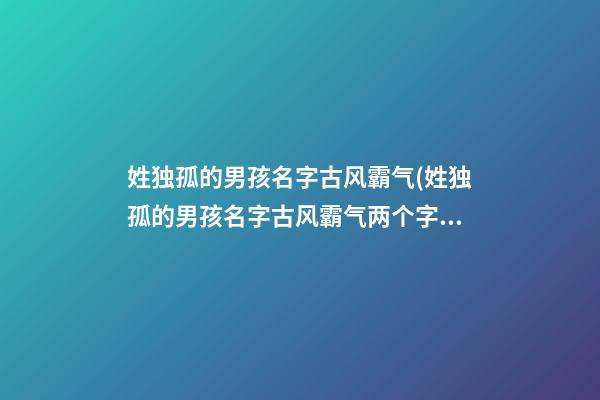 姓独孤的男孩名字古风霸气(姓独孤的男孩名字古风霸气两个字)