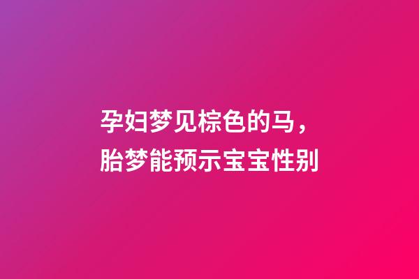 孕妇梦见棕色的马，胎梦能预示宝宝性别-第1张-观点-玄机派