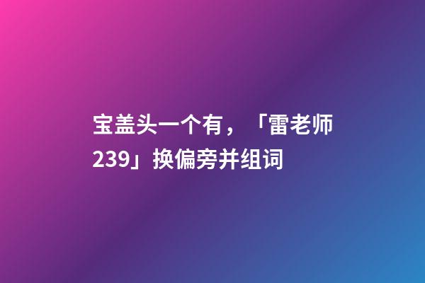 宝盖头一个有，「雷老师239」换偏旁并组词-第1张-观点-玄机派