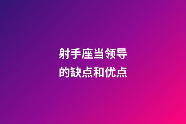 射手座当领导的缺点和优点