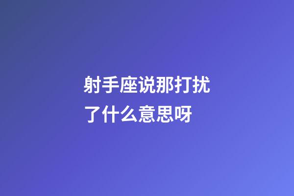 射手座说那打扰了什么意思呀-第1张-星座运势-玄机派