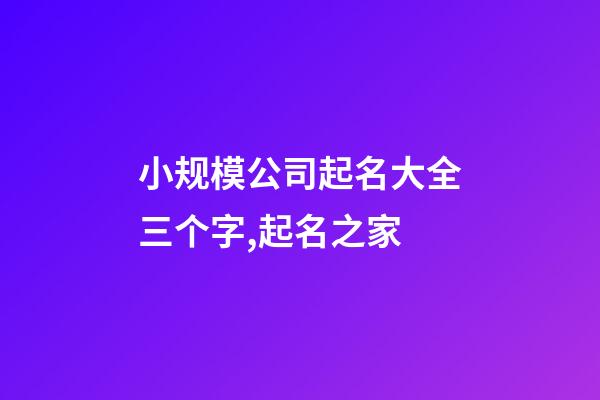 小规模公司起名大全三个字,起名之家-第1张-公司起名-玄机派