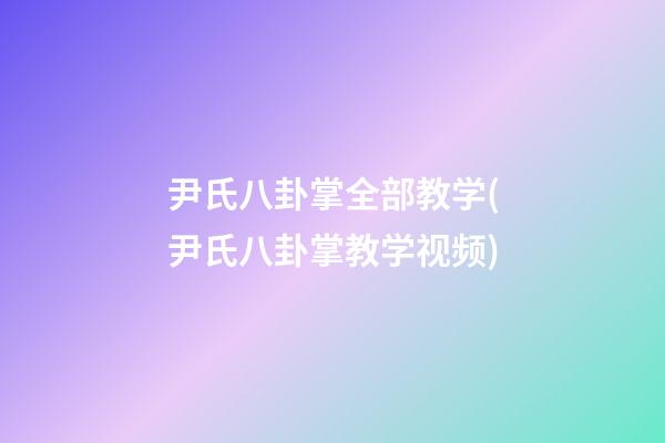 尹氏八卦掌全部教学(尹氏八卦掌教学视频)