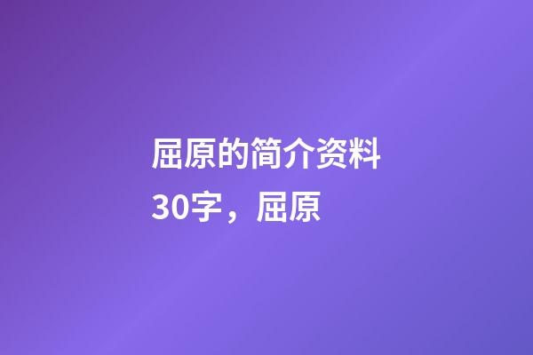 屈原的简介资料30字，屈原-第1张-观点-玄机派