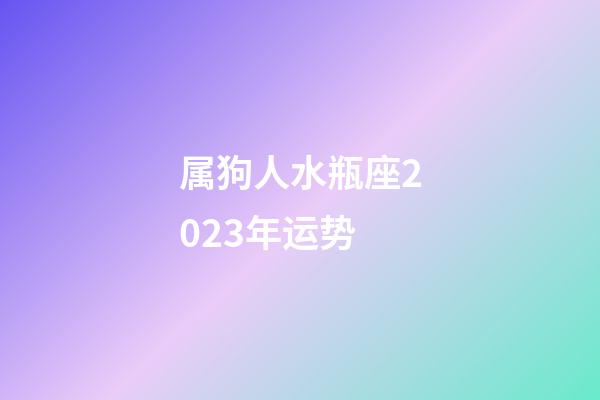 属狗人水瓶座2023年运势-第1张-星座运势-玄机派