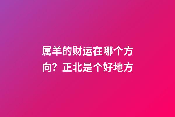 属羊的财运在哪个方向？正北是个好地方