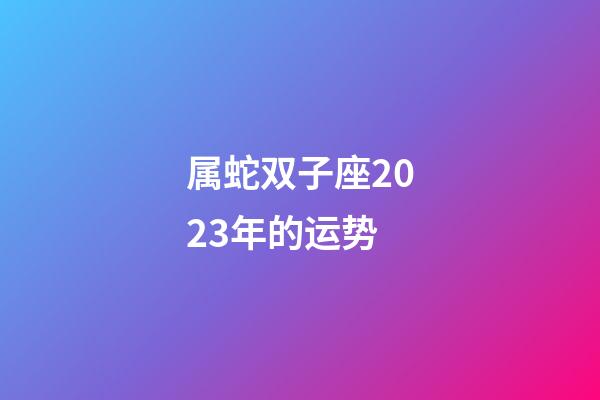 属蛇双子座2023年的运势