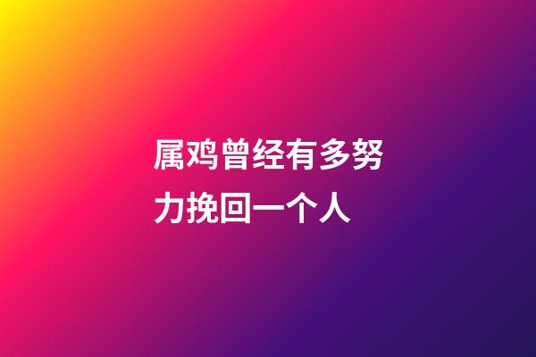 属鸡曾经有多努力挽回一个人