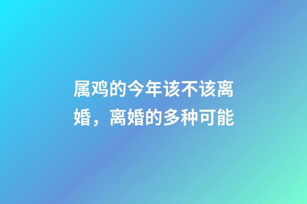 属鸡的今年该不该离婚，离婚的多种可能