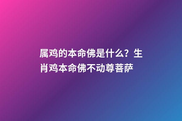 属鸡的本命佛是什么？生肖鸡本命佛不动尊菩萨