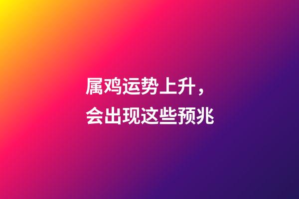 属鸡运势上升，会出现这些预兆