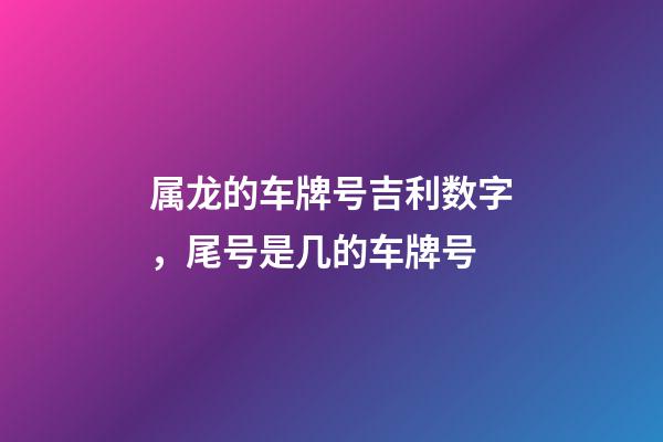 属龙的车牌号吉利数字，尾号是几的车牌号-第1张-观点-玄机派