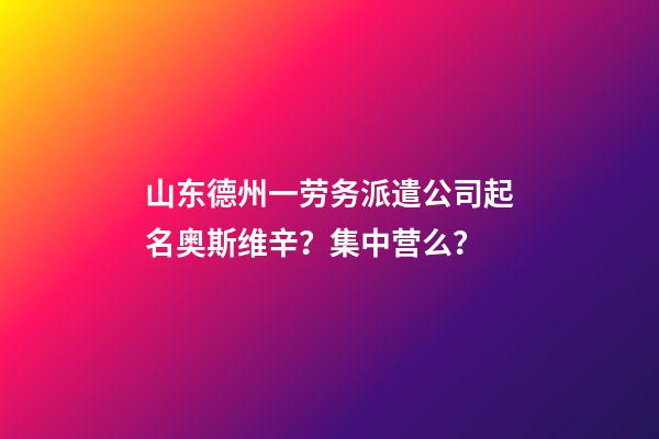 山东德州一劳务派遣公司起名奥斯维辛？集中营么？-第1张-公司起名-玄机派