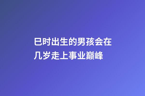 巳时出生的男孩会在几岁走上事业巅峰