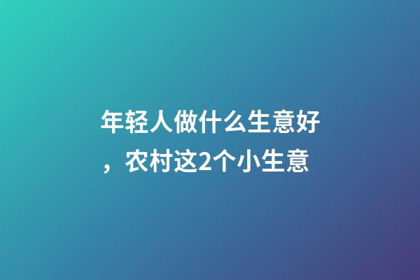 年轻人做什么生意好，农村这2个小生意-第1张-观点-玄机派