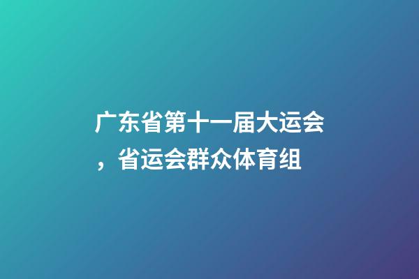 广东省第十一届大运会，省运会群众体育组-第1张-观点-玄机派