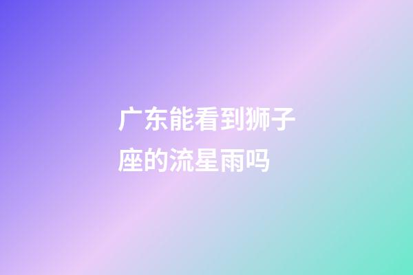 广东能看到狮子座的流星雨吗-第1张-星座运势-玄机派