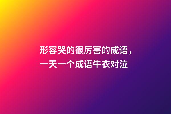 形容哭的很厉害的成语，一天一个成语牛衣对泣-第1张-观点-玄机派