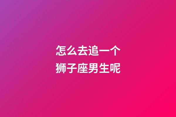 怎么去追一个狮子座男生呢