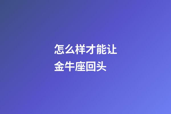 怎么样才能让金牛座回头