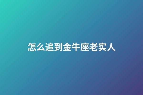 怎么追到金牛座老实人