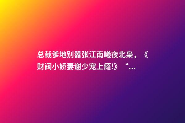 总裁爹地别嚣张江南曦夜北枭，《财阀小娇妻谢少宠上瘾!》“谢少夫人-第1张-观点-玄机派