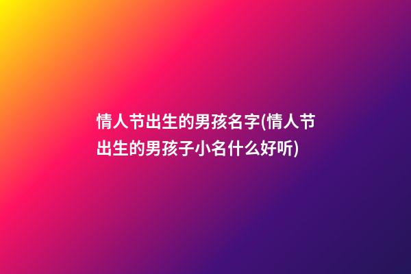 情人节出生的男孩名字(情人节出生的男孩子小名什么好听)