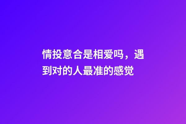 情投意合是相爱吗，遇到对的人最准的感觉-第1张-观点-玄机派