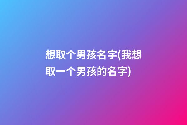 想取个男孩名字(我想取一个男孩的名字)