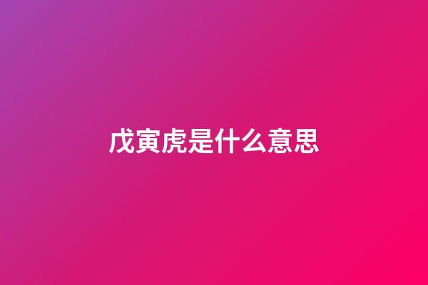 戊寅虎是什么意思