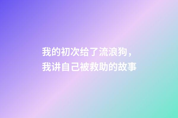 我的初次给了流浪狗，我讲自己被救助的故事(图文版)-第1张-观点-玄机派