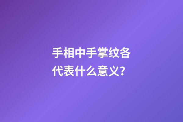 手相中手掌纹各代表什么意义？