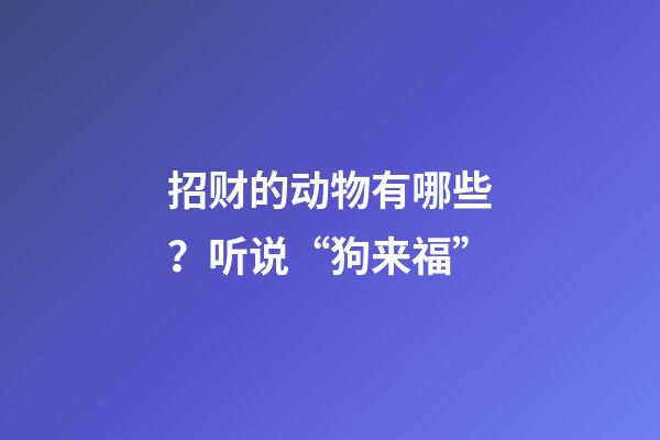 招财的动物有哪些？听说“狗来福”