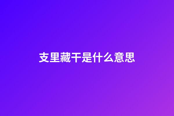 支里藏干是什么意思