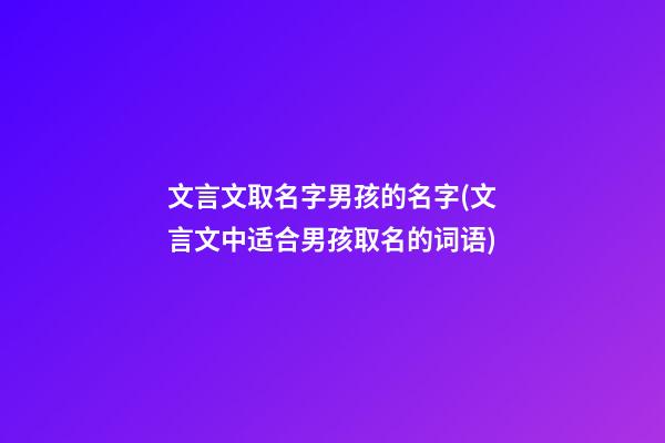 文言文取名字男孩的名字(文言文中适合男孩取名的词语)