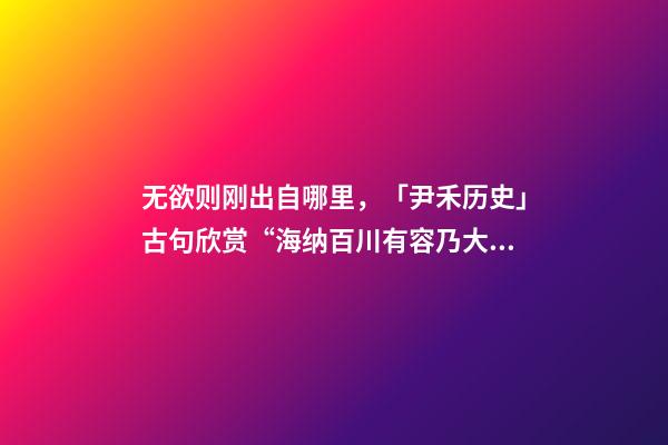 无欲则刚出自哪里，「尹禾历史」古句欣赏“海纳百川有容乃大”是一种什么样的包容-第1张-观点-玄机派