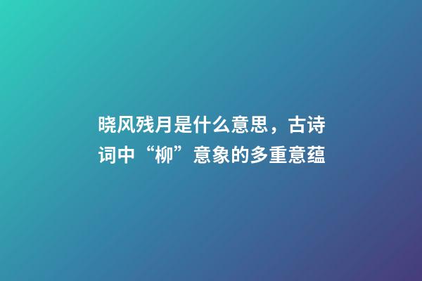 晓风残月是什么意思，古诗词中“柳”意象的多重意蕴-第1张-观点-玄机派