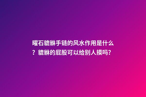 曜石貔貅手链的风水作用是什么？貔貅的屁股可以给别人摸吗？