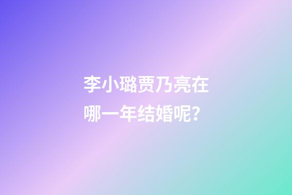 李小璐贾乃亮在哪一年结婚呢？