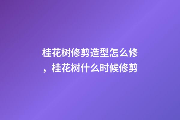 桂花树修剪造型怎么修，桂花树什么时候修剪