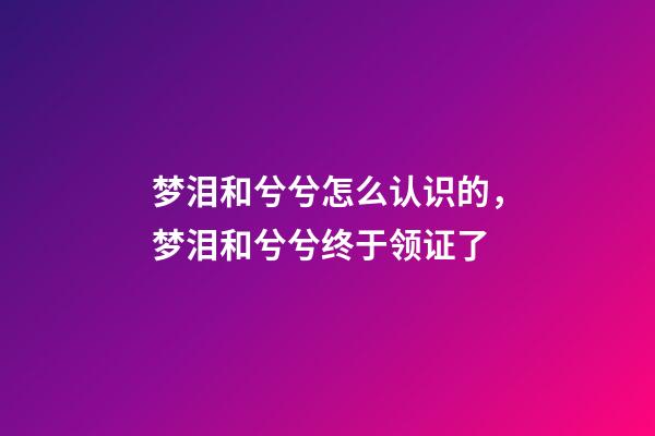 梦泪和兮兮怎么认识的，梦泪和兮兮终于领证了-第1张-观点-玄机派