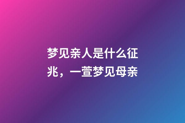 梦见亲人是什么征兆，一萱梦见母亲-第1张-观点-玄机派